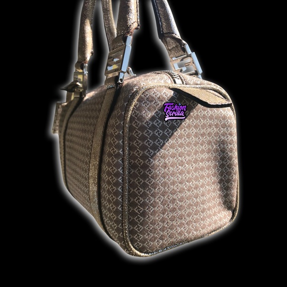 FENDI Vintage Zucca ‘FF’ Logo Metallic Silver & Beige Zuchinno Monogram Mini Bag - Picture 7 of 15